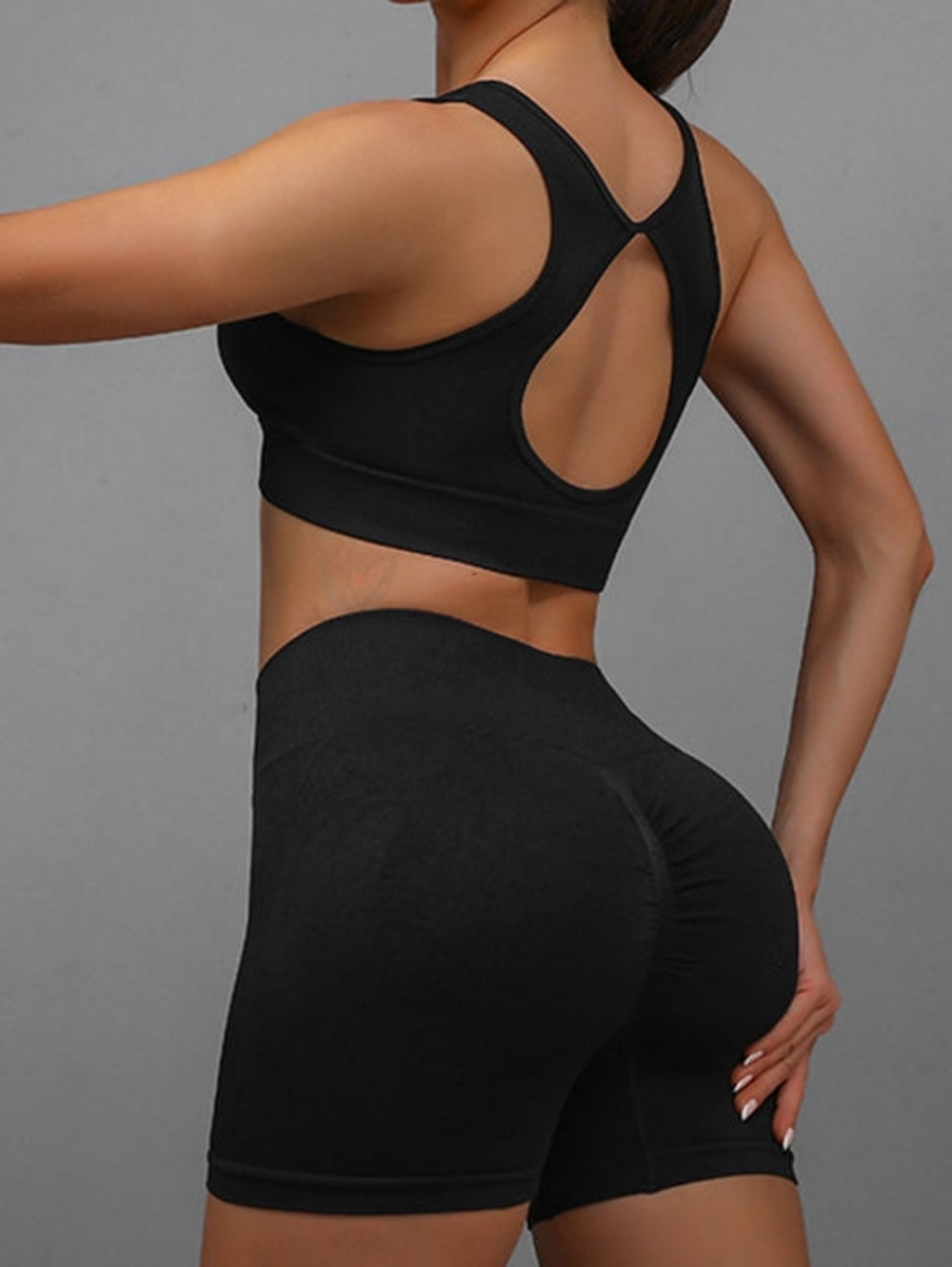 Seamless Black Skort Set - Sporty Two-Piece